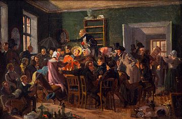 Wilhelm Marstrand, Scène d'une vente aux enchères (Copenhague), 1835 sur Atelier Liesjes