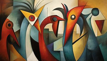 Abstract chickens cubism panorama by TheXclusive Art