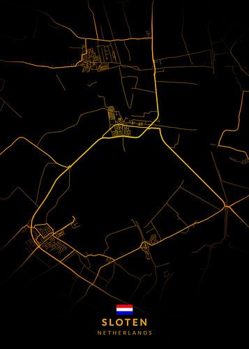 Sloten Stadsplattegrond Modern Zwart Goud