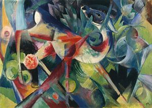 Herten in de bloementuin, Franz Marc