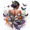 Watercolor Butterfly Woman Body #3 by Chromatic Fusion Studio