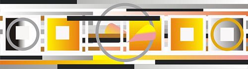 Strak en Recht met cirkels en vierkanten in grijs en oranje kleuren