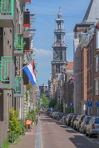 Zicht op de Westertoren in Amsterdam