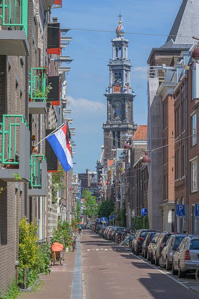 Zicht op de Westertoren in Amsterdam van Peter Bartelings
