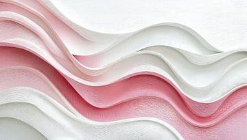 Vormen en golven modern roze-wit van TheXclusive Art