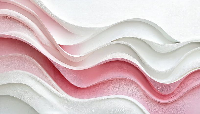 Vormen en golven modern roze-wit van TheXclusive Art