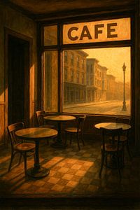 San Francisco Cafe: Golden Hour Window View