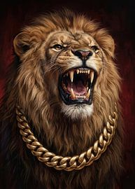 Roaring King Lion Boss with Gold Chain by artisticdesign1903