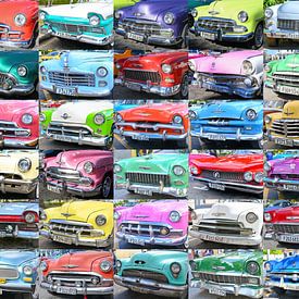 Collage  Cubaanse oldtimers (landscape) van Anouk Hol