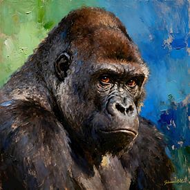 Dieren in het wild - Ontembare gratie - Gorilla 2 van Johannas Art Creations