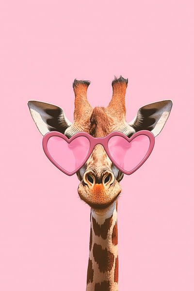 Giraffe with heart-shaped sunglasses by Poster Art Shop