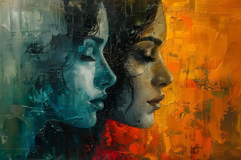 Schilderij Vrouw Gezicht | Groot Schilderij Vrouw Gezicht | Modern van AiArtLand