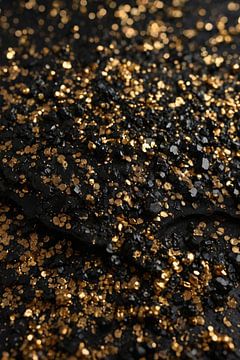 Noir avec des paillettes d'or Texture de luxe sur De Muurdecoratie