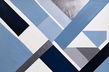 Geometrische abstractie in blauw tinten van Art & Soul Creations