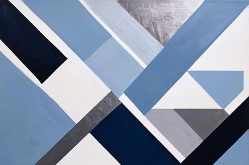 Geometrische abstractie in blauw tinten