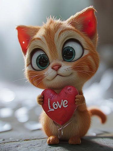 Kitten with love heart