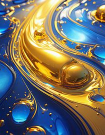 Goud en blauw met patroon