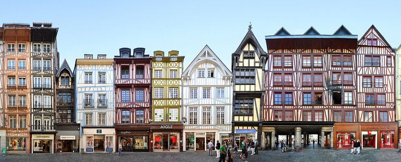 Rouen Framework Buildings | Rue du Gros-Horloge Panorama van Panorama Streetline