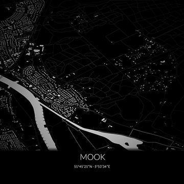 Black and white map of Mook, Limburg. by Rezona