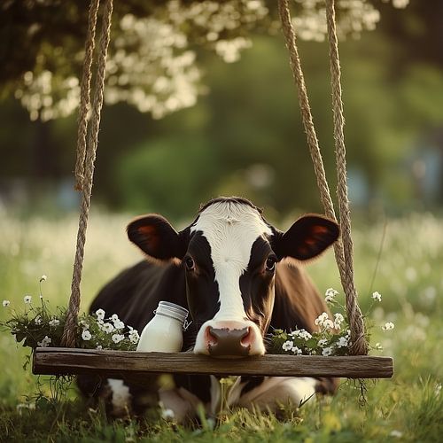 Vache détendue dans le pré