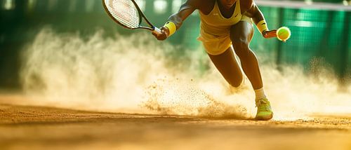 Tennissers in actie op de gravelbaan