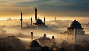 Istanbul stad met moskee van Mustafa Kurnaz