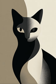 Zweifarbige Katze in Beige und Schwarz