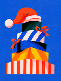 Festive Tower of Gifts in Bright Blue by Mosaic Dialogue
