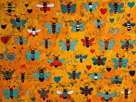 Verspielte Bienen in Gelb von ARTEO Gemälde