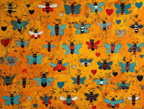 Verspielte Bienen in Gelb
