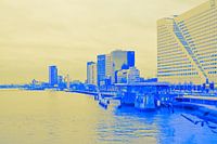 Rotterdam - Erasmusbrug en omgeving - in geel-blauwe tinten