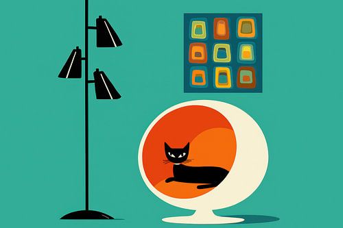 Kat in retro eistoel