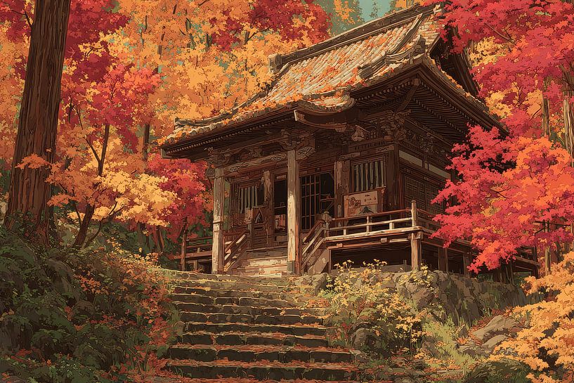 Orientalische Kunstkapelle im Wald Herbst von Egon Zitter