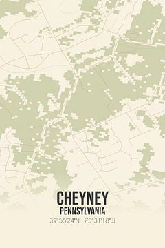 Vintage landkaart van Cheyney (Pennsylvania), USA. van Rezona