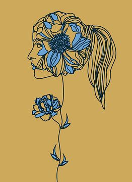 Line Art - meisje in bloei van OEVER.ART