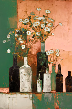 Flessen en bloemen