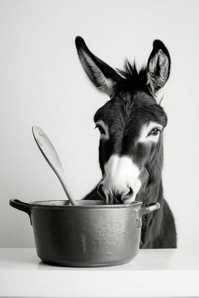 Esel in der Küche von Poster Art Shop