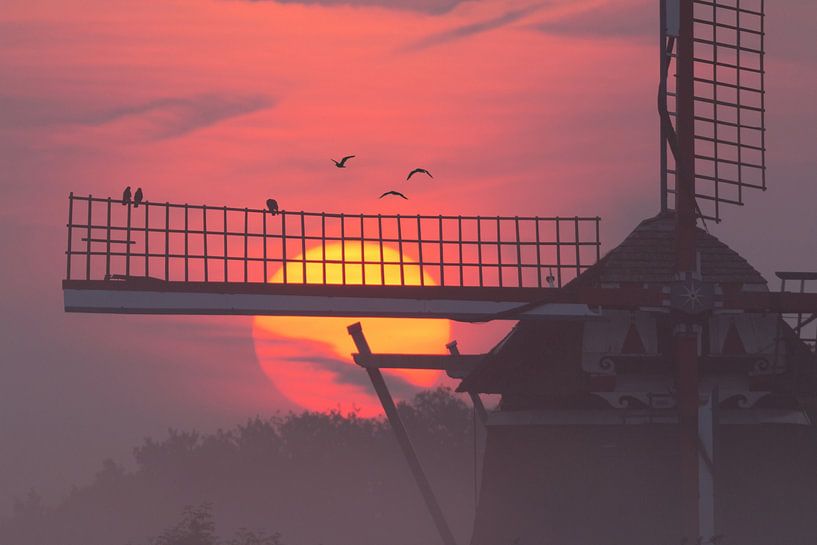 Mill during sunrise. by Hans Buls Photography