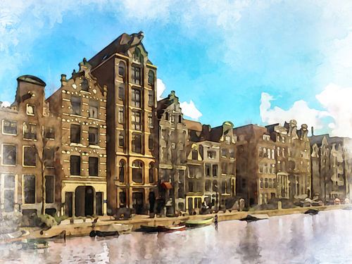 Grachtenpanden in het historisch centrum van  Amsterdam