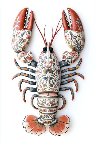 Speelse en kleurrijke kreeft in rosemaling