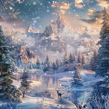 Magisch landschap, winters tafereel van Mel Digital Art