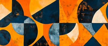 Abstrakte geometrische Komposition in Orange von Poster Art Shop