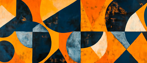 Abstracte geometrische compositie in oranje