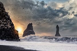Aan het strand van Reynisdrangar