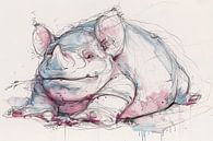 Abstract kleurrijk neushoorn schilderij voor interieur van Art & Soul Creations thumbnail