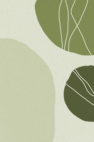 Moderne abstracte minimalistische vormen in saliegroen grijs en wit III