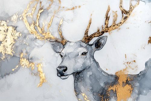 Abstract hert met gouden accenten