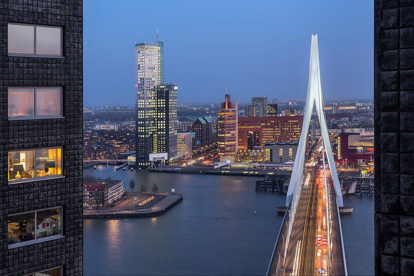 Erasmus bridge from Zalmhaven by Prachtig Rotterdam