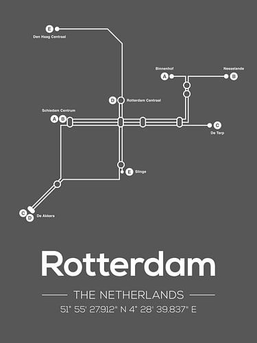 Rotterdamer U-Bahn-Linien Dunkelgrau