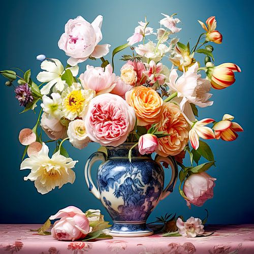 Zomers bloemen boeket in pastel kleuren